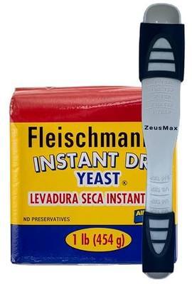 Instant Dry Yeast 16 ounce, Gluten Free Instant Yeast Fast Rising for Baking Bread, Dough and Pastries with ZeusMax Adjustable Measuring Spoon – Versatile 9-in-1 Measuring Spoon.