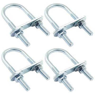 M6 U Bolts, 1 Inch Wide, 25mm x 70mm, 4 Sets | Round U-Bolts, Frame Plates, Nuts, and Washer Included, Zinc Plated Steel, For Trailers and Boats