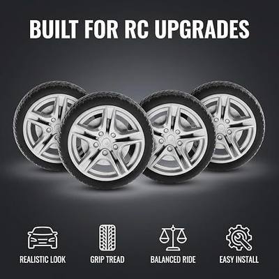 4Pcs Tires,Simulation Rubber Wheel Tire Wheel Toy Model DIY RC Spare Parts Easy Installation Small in Size,Wheel Sets,Remote and App Controlled Vehicles and Parts,Wheels and Tires(Black 48mm)