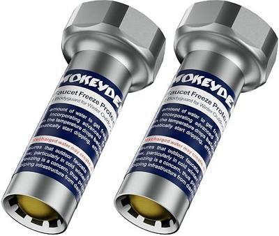 Outdoor Faucet Freeze Protection Valve, Freeze Proof Faucet Cover for Winter, Frost Proof Auto Temperature Control for Garden, Lawn & Yard Spigot, Grey, 2 Packs