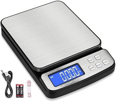 Fuzion Digital Shipping Postal Scale 88lb x 0.1oz, Stainless Steel Platform | All-in-1 Shipping Scale, Large Display, Hold/Tare/PCS Counting, Easy Calibration, 5 Units, Scale for Packages, Small Business