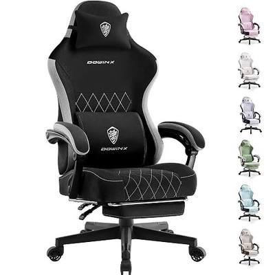 Dowinx Fabric Gaming Chair, Ergonomic Computer Chair with Footrest and Pocket Spring Cushion, Height Adjustable Video Gamer Chair with Lumbar Support for Adults, Black