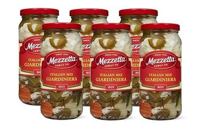 Mezzetta Chicago Style Giardiniera Pack (2 Pack) | Mild Chicago Style Giardiniera Sandwich Mix 16 oz, Hot Chicago Style Giardiniera Sandwich Mix 16 oz
