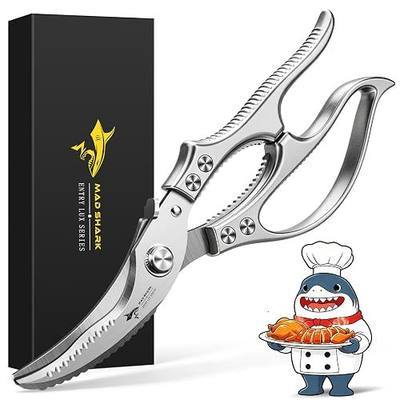 MAD SHARK Heavy Duty Poultry Shears,Spring Loaded Kitchen Shears,Dishwasher | Non-Slip Handle Kitchen Shears, Safety Lock, All Purpose Kitchen Scissors for Chicken, Meat Cutting, Turkey, Fish, Vegetables