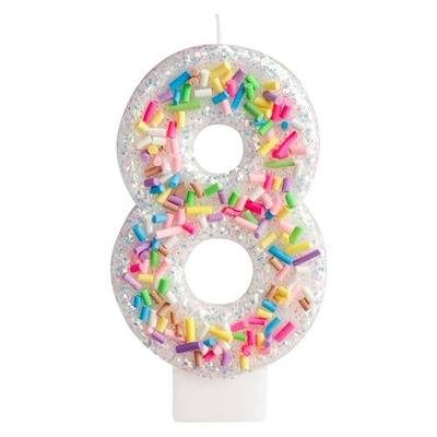 Girls Colorful Candy Birthday Candle,8th Birthday Candle for Party Supplies,Candles for Cake Decoration,2.76 inch Number 8 Girl Boy Cake Topper Wedding Anniversary Pastel Sweet Theme Party Decoration