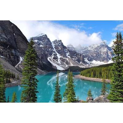 Mountain Lake Backdrop Banff National Park Moraine Lake Backdrop Canadian Rockies Snow Mountains Pine Trees Forest Photography Background Forest Nature Landscape Background Photo Props 7x5ft
