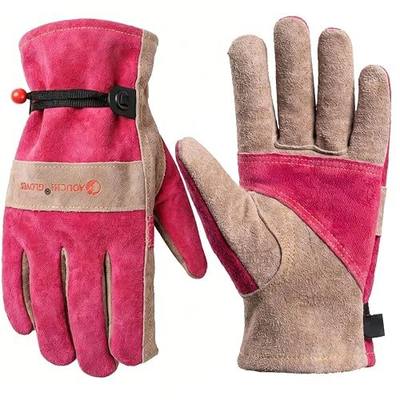 Leather Gardening Gloves for Women-Best Gift for Gardeners.Pink S | Working Gloves for Weeding,Construction, Chainsaw, Farm, Ranch, etc. Cowhide, Soft Lining, Utility, Firm Grip, Durable.