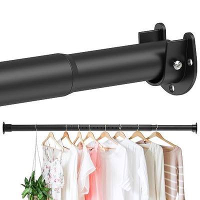 Closet Rods for Hanging Clothes, 1.3 Inch Diameter Heavy Duty Closet Rod 17-100 Inches Adjustable Clothes Hanging Rod Matte Black Closet Poles for Wardrobes, Bathroom, Windows