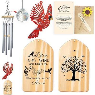 30'' Memorial Crystal Wind Chimes Loss of Mom Dad Grandparent Sympathy Cardinal Bird Keepsake Weatherproof Windchime Remembrance Gift in Memory Loved Ones for Window Outdoor Garden Decor HW2-RN