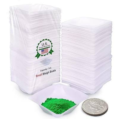 Weigh Boats Small (7 mL, 0.24 oz) Square Weighing Boats for Scales, 125 Pack Disposable Measuring Dishes for Powders, Crafts, Samples, and Lab Use (Y101)