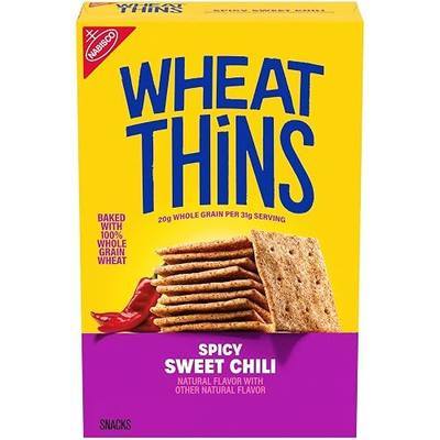 WHEAT THINS Spicy Sweet Chili Snacks, Whole Grain Wheat Crackers, 8.5 oz | Snack Crackers, Baked With 100% Whole Grain Wheat, 20g Whole Grain Per 31g Serving