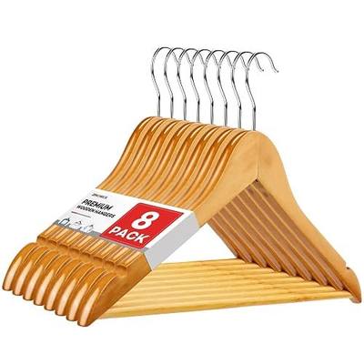 Wooden Hangers 8 Pack, Heavy Duty Wood Hangers for Coats, Suits, Jackets, Closet & Pants Durable Premium Wood Hanger with 360-Degree Rotatable Hook and Notches, Natural