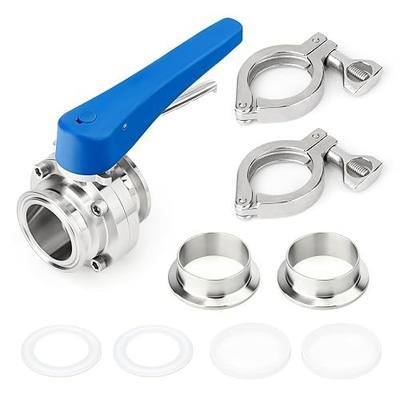 TAISHER 1PCS 304 Stainless Steel 2" Tube OD Butterfly Valve Kit 2" Tri Clamp 64MM Ferrule Flange