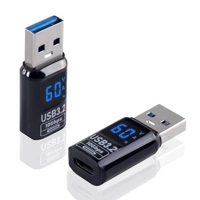 Poyiccot USB C Female to USB Male Adapter 10Gbps, with Digital Display (PD 60W/5V/3A) One-Sided Data Transfer 3.2 Type C to Type A Male Converter Adapter for iPhone, MacBook, 2-Pack