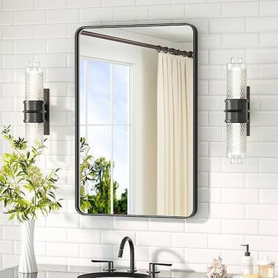 TETOTE Black Bathroom Mirror 20 x 30 Inch Matte Black Bathroom Mirrors, Tempered Glass, Modern Farmhouse Wall Mounted Mirror for Decorative(Horizontal/Vertical)