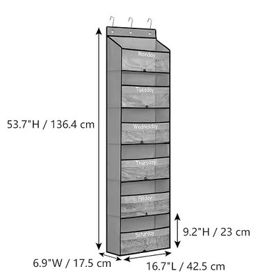 Weekly School Clothes Organizer Days of Week Clothing Organization for Kids Hanging Closet Shelf Storage with Monday to Saturday Layers (Door Hanging)