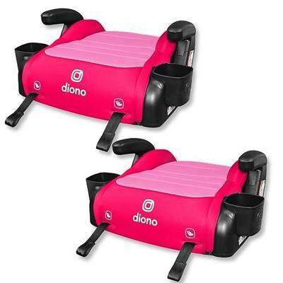 Diono Connect3 RXT Backless Booster, Pack of 2, Slim Fit 3-Across in Many Mid-Sized Sedans and SUVs, for Children from 40-120 lbs., Lightweight with Latch connectors, Pink Cotton Candy