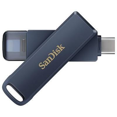 SANDISK 256GB Phone Drive for iPhone, USB C and Lightning, Compatible with iPads, Mac, and Devices, Metallic Blue Finish, 1 Count, SDIXD0N 256G-GN6NE