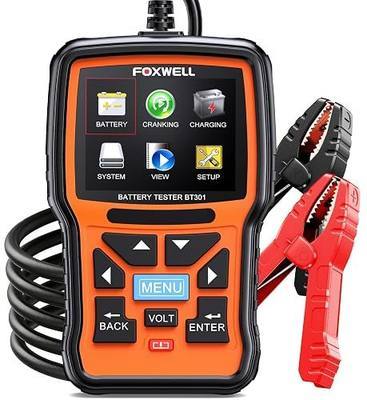 FOXWELL BT301 12V Car Battery Tester, Battery Load Tester 100-2000CCA Automotive Battery Tester Digital Alternator Starter Tester Cranking Charging Tester for Car Marine Truck SUV ATV (Upgraded BT100)