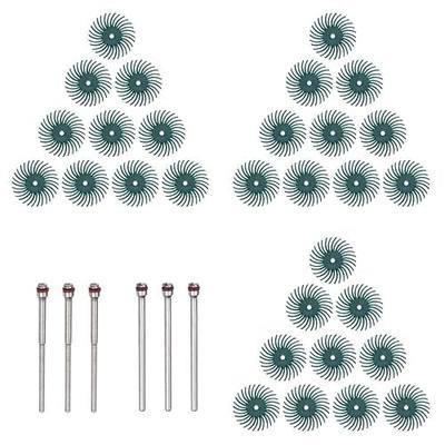 HARFINGTON 30pcs Radial Bristle Disc Set 1" 80 Grit Detail Abrasive Brush Kit Gap Polishing Wheel Assortment with 1/8" 3/32" Shank Mandrels for Jewelry Wood Metal Polishing Cleaning, Green