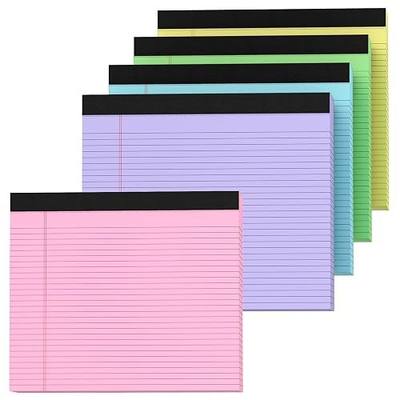 5 Pack Note Pads 11" x 9.5" Legal Pads College Ruled Notepads Colored Writing Pads Perforated Legal Pad 80GSM Legal Pad 30 Sheets Writing Pads Line Paper Pad for School, Home, Office
