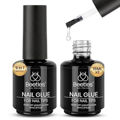 Beetles Gel Polish 9 in 1 Gel Nail Glue for Clear Acrylic Nail Tips | 2Pcs 15ml Long Lasting Nail Gel Kit for False Nails Tips, Base Blooming Nail Gel, U V Light Required, Gift for Women