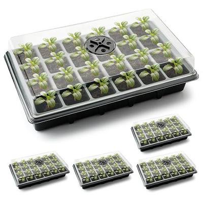 24XL Cell Seed Starter Tray with Dome, 5-Pack 2" Plug Seedling Trays (Total 120 Cells), Plant Germination Tray with Humidity Vented Lid and Base, Mini Propagator Plant Greenhouse for Seed Growing