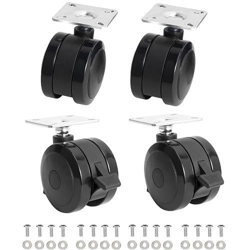 4 Pack 69828 69827 Locking Caster for Weber Spirit 200/300 Series Grills (Model Years 2013 and newer) with "Up Front" Controls, Caster Wheel with Plate and Screws for Weber Grill Replacement Parts
