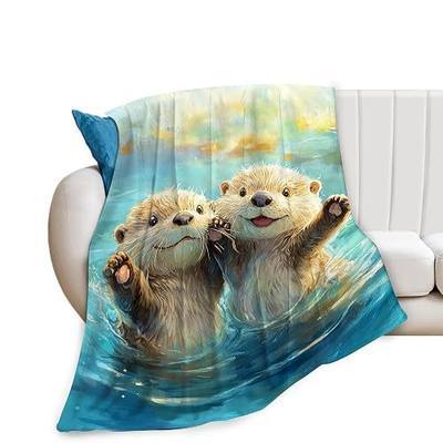 Sea Otter Blanket Gifts, Cute Animal Throw Blankets 50"X40" | Soft Warm Fleece Flannel Plush Stuff Decor For Girls Boys Woman Kids Lover For Bed Sofa Couch