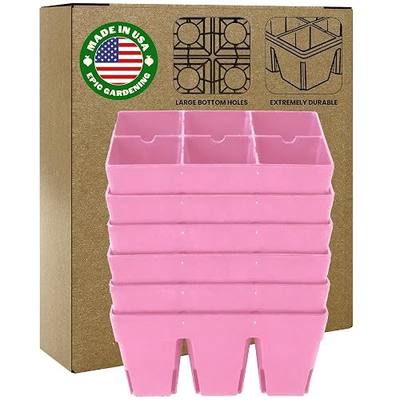 Reusable Seed Starter Tray - Easy Watering Seed Starting Trays - Gardener Friendly Plant Trays for Seedlings | UV-Treated & BPA-Free -6-Cell Seed Starting Trays - 6 Trays/Pink