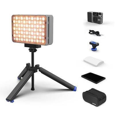 amaran Ace 25x Light Kit Bi-Color Pocket LED Light,Boost Mode to 32W Mini On Camera Video Light,2700K~6500K Support Magnetic Attraction and App Control with Carrying Case,Mini Tripod,Grid (Silver) | Ace 25x Pocket Bi-Color LED Light, Dome Difuser, 30 Degree Light Control Grid, Ace Lock to Cold Shoe