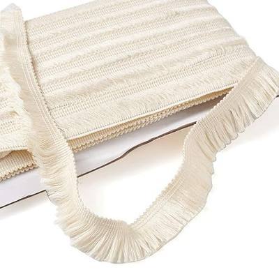 27 Yards 1 Inch Fringe Trim Tassel, Beadthoven Fringe Trim Tassel Ribbon Polyester Lace Ribbon Trim for Sewing Clothing Cushions Pillow Curtain Home Decorations DIY Crafts Ivory White