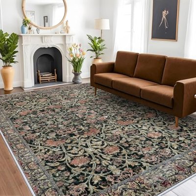 Washable Soft 3x5 Area Rugs: Red Abstract Mandala Stamped Entryway Non Slip | Modern Floor Mat Low Pile Durability Ease of Vacuuming for Bedside Kitchen Spot Bathroom Under a Coffee Table 3x5 Red Gree