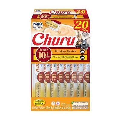 INABA Churu Senior Lickable Cat Treats, Chicken Variety, 20ct | Senior 10+ support, Brain support, Immune support, 90% moisture, 7 calories, Grain-free, 20 x 0.5 oz tubes