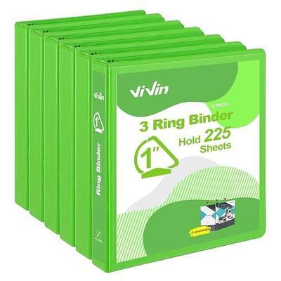 ViVin Sturdy 1 Inch D Ring Binders, 3 Ring Binders with 2 Pockets, Hold 225 Sheets of US Letter Size Paper for Office,Home,School, 6 Pack (Ivy Green)