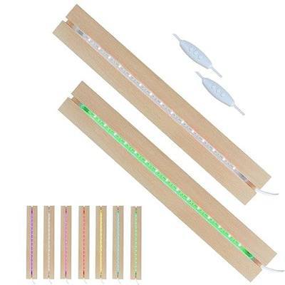 11.81 inch Rectangle Display Pedestal, Colorful Rectangle Led Lights Display Base, Crystal Wooden Lighted Base Stand for Acrylic, Crystal, Night Light, Glass Resin Art