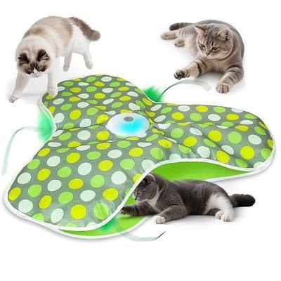 Interactive Cat Toys for Indoor Cats & Kittens - Automatic Hide & Seek Toy with Feather Tail,Squeaky Mouse Sounds, Motion Activated,USB Rechargeable Boredom Relief & Self Play Enrichment Game