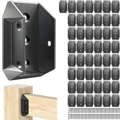 50 Pcs Heavy-Duty ADC-12 Aluminum 2x4 (Actual 1 ½" x 3 ½") Deck Railing Bracket Connectors, Outdoor Railing Connector with 300 pcs Deck Screws for Wooden Stair Fence Railing