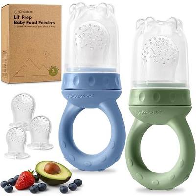 KeaBabies Baby Fruit Feeder 2pk, Silicone Baby Food Feeder,BPA-Free (Slate) | Babies 6-12 Months, Breast Milk Popsicle Teether, Baby Led Weaning, Pacifier, Freeze Frozen Solid Food,Baby Feeding Essential