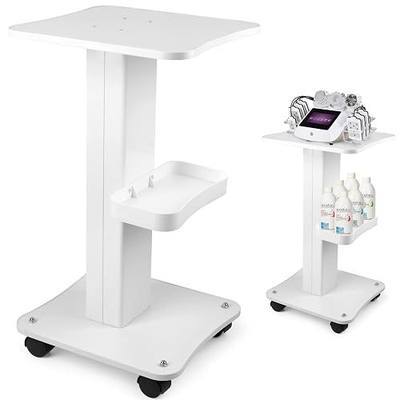 3 Tiers Beauty Trolley Cart with Wheels, Aluminum Salon Rolling Cart Work Station for Spa Pedicure Tattoo Craft Supplies, White