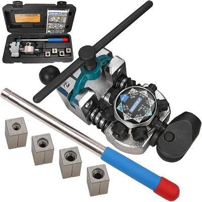 Professional Brake Line Flaring Tool Kit for 45 Degree Single, Double and Bubble Flares, 3/16", 1/4", 5/16", 3/8" and 4.75mm Steel Copper Metal Tubing, Black