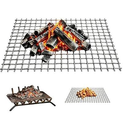 Fireplace Grate Ember Retainer, 15.7 x 9.8 Inch Heavy Duty 3.8mm Wire Grid, 1.5cm Mesh Rustproof Ember Guard, Metal Spark Screen for Indoor Fireplace, Wood Stove & Outdoor Fire Pit