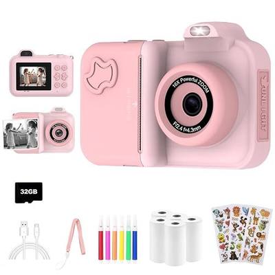 Kids Instant Print Camera, 1080P Dual Lens, 32GB, Gift for Girls and Boys | Instantly print photos, record 1080P videos, take selfies, and create with 5 paper rolls, stickers, pens, and a 32GB card