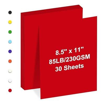 Cardstock 8.5" x 11 ", Cardstock Paper 85 lb/230 gsm,Red Card Stock for Printer,Drawing,Gift tags,Invitations, Cards etc (Red, 30 Sheets)