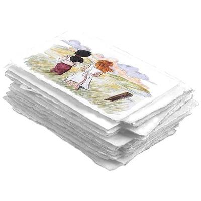 Wanderings Thick Handmade Watercolor Paper with Deckle Edge - 9" x 12" - 300GSM - Premium White Hot Press Smooth Mixed Media Paper Made with Recycled Cotton - 25 Loose Leaf Sheets