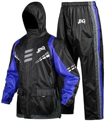 J.A.G. Motorcycle Rain Suit for Men & Women - 2 Pieces Waterproof Rain Jacket & Pants | Reflective Rain Coat with Hoodie