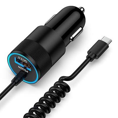 for iPhone 16e 17e 17 Pro Max Air, Fast Car Charger Adapter for iPhone 16e, 16, 16 Pro Max, 16 Plus, 15 Series, USB C Vehicle Phone Auto Automobile Plug with 2.8FT Coiled Cable Cord, Fast Charging