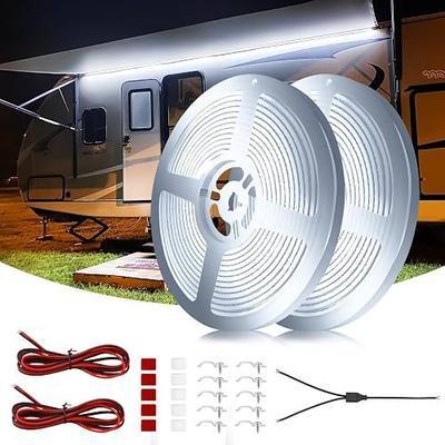 COB RV Awning Lights, 12V 32.8FT Camping Awning Light, IP68 Waterproof LED Lights, RV Exterior Strip Lights for Motorhome Travel Trailer Canopy Party, Stands Food Trucks(White)
