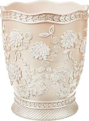 Zahari Home Decorative Trash Can for Bathroom, Office & Bedroom - 2.1 Gallons Stylish & Small Trash Can for Dorms, Desktop & Restroom - Chic Waste Basket for Compact Spaces, Rose Vine