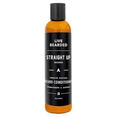 Live Bearded® Softening Beard Conditioner, Straight Up Unscented, 8 fl oz | All-Natural with Biotin, Keratin and Caffeine, Strengthens, Softens and Deeply Conditions Facial Hair, Fragrance-Free